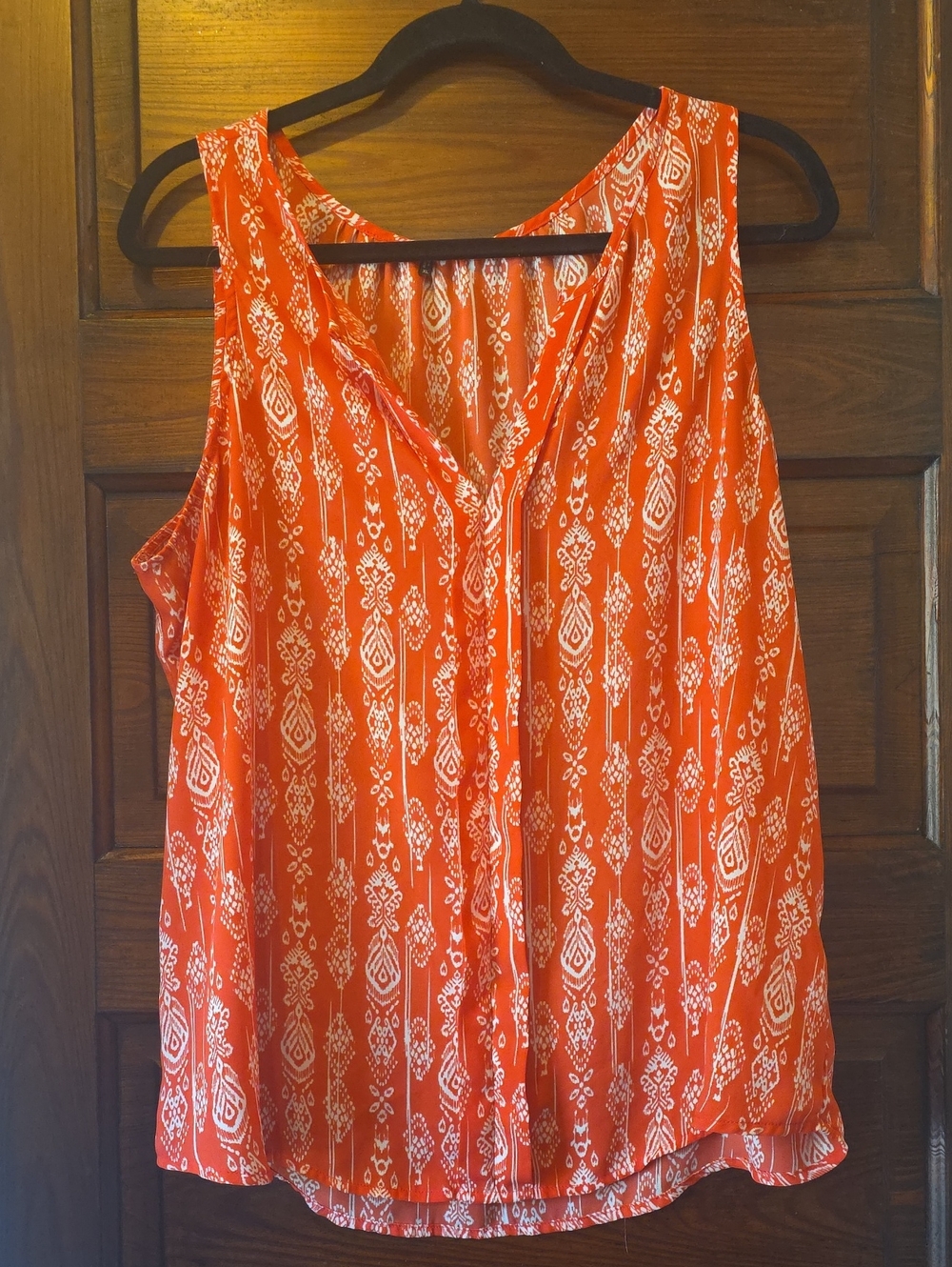 Maurices Women's V-Neck Flowy Tank Sleeveless Orange White XL